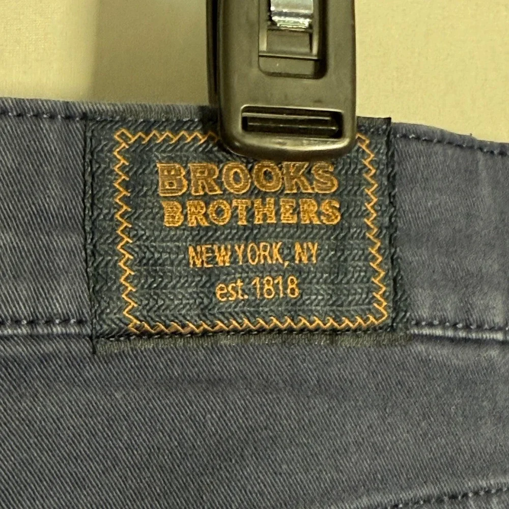 Brooks Brothers Mens Straight Leg Navy Blue Chino Pants W38 L30.5 Stretch - Picture 10 of 13